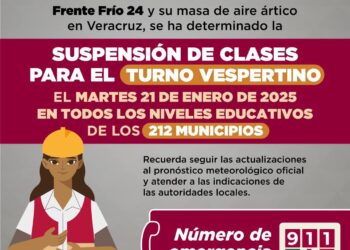 Se suspenden clases en turno vespertino de todo el estado