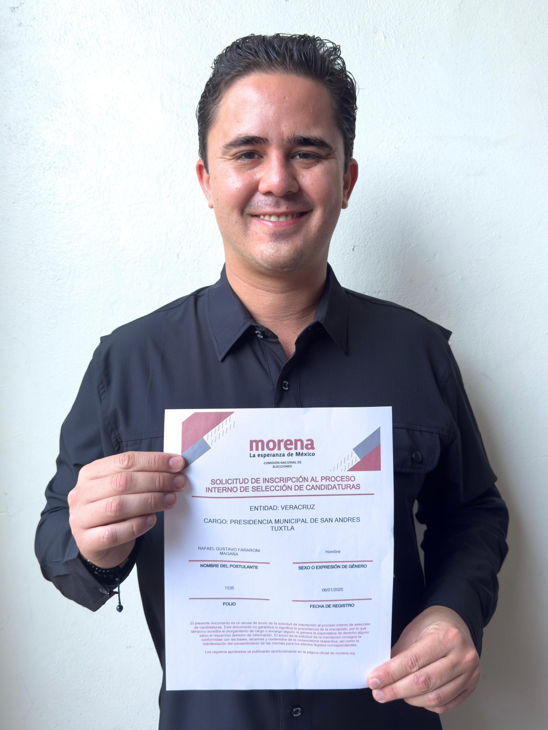 Rafa Fararoni se registra al proceso interno de Morena por San Andrés Tuxtla