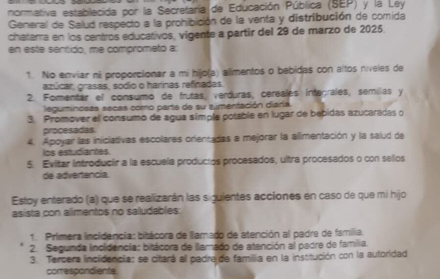 En Xalapa, primaria aplica Operación Mochila para que alumnos no ingresen alimentos chatarra al plantel