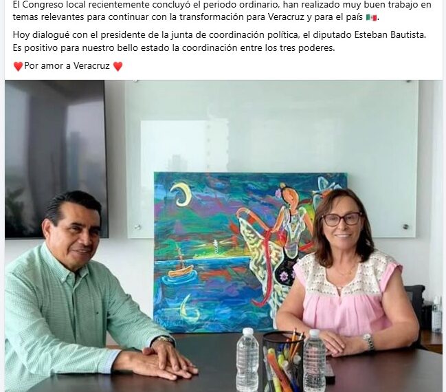 Esteban Bautista y Rocío Nahle reafirman compromiso de trabajar en unidad para los veracruzanos