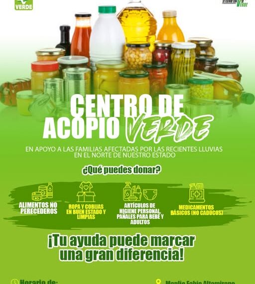 Partido Verde Veracruz se suma en apoyo a familias afectadas por lluvias en la zona norte