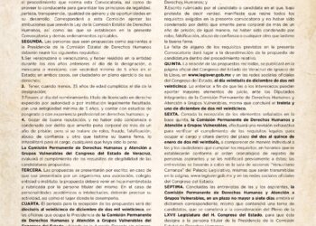 Emite Comisión la convocatoria para designar titular de la CEDH