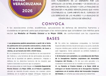 Presenta comisión especial Convocatoria al Premio Estatal a la Mujer 2026