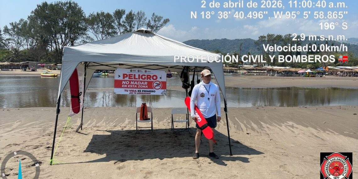 Exhorta PC Municipal a seguir recomendaciones durante visita a playas de San Andrés Tuxtla