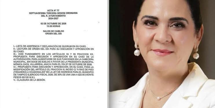 Alcaldesa de Tampico solicita licencia a días de haber rendido su segundo informe de Gobierno